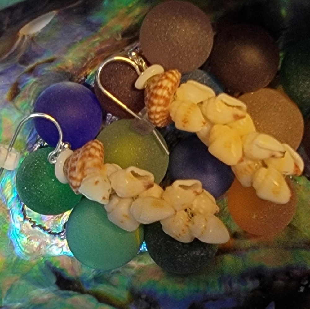 SS 925 Hawaiian Momi Puka Sundial Shell Earrings